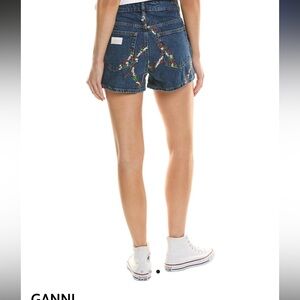 Ganni Embroidered Jean Shorts